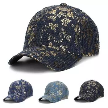 JMXD-женская модная бейсболка с цветочным принтом Gold Line, универсальная повседневная шляпа от солнца one size fits all