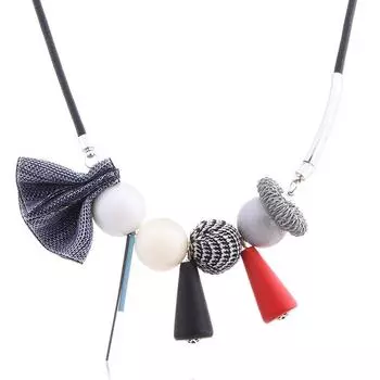 JMXD-Женское ожерелье с подвеской из деревянных бусин, жемчужное ожерелье, тканевые аксессуары, аксессуары чёрный