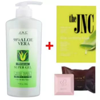 JNC 98% Алоэ Вера Супер Гель Премиум 500г (Маска JNC + мыло Hera)