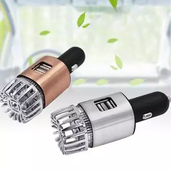 JO-6291 Автомобильный мини-очиститель воздуха со светодиодной подсветкой, анионно-кислородный бар, ионизатор озона, зарядное устройство для телефона серебряный