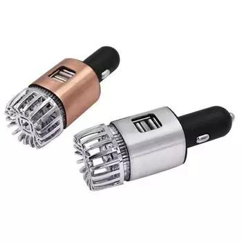 JO-6291 Автомобильный мини-очиститель воздуха со светодиодной подсветкой, анионно-кислородный бар, ионизатор озона, зарядное устройство для телефона серебряный