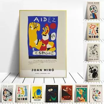 Joan Miro Винтажная абстрактная выставка настенная живопись на холсте скандинавские постеры и принты настенные панно для гостиной домашний декор без рамки 21*30cm