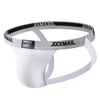 Jockstraps JOCKMAIL Сексуальные стринги Мужское нижнее белье 1,26 дюйма Широкий пояс с принтом Сетчатый материал Дышащие трусы-стринги с низкой талией M