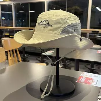 Jodhat Outdoor Alpine Cap Big Head Circumference Men Sun-Shade Sun Protection Hat Mouth Mask Big Brim Breathable Bucket Hat Khakis hat Adjustable free size (53-62cm)