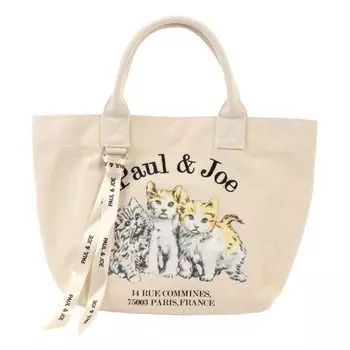 Joe Paul Joe Accessoire Большая сумка Мини-тоут Женская сумка «Три кота» АКСЕССУАРЫ Холщовая сумка-тоут Cat Cat Cat Cute Ivory [Paul & Joe] [Paul & Accessoire] и