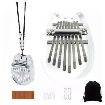 Joebo Mini Kalimba Thumb Piano 8 Keys Портативное пианино Подвеска Высококачественное деревянное пианино для пальцев Ударный инструмент для пальцев Музыкальная шкатулка для пальцев Набор для начинающих