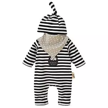 Joey Multi Baby Космический костюм в полоску совы + комплект с треугольниками для 3-6 месяцев, лучшая детская одежда в Корее