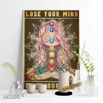 Йога абстрактный винтажный плакат бодибилдинг печать искусство картина маслом практика медитации настенная живопись украшения тренажерный зал 21cm30cm NoFrame