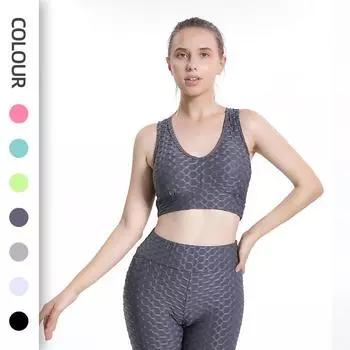 Йога Фитнес Бюстгальтер Жаккардовый Bubble Sports Жилет Йога Фитнес Сексуальная Йога Одежда Спортивный Бюстгальтер S