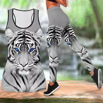 Йога-костюм с принтом «Могучий тигр» для женщин, модные леггинсы для тренировок, фитнес-спорта, повседневные штаны для йоги XS синий