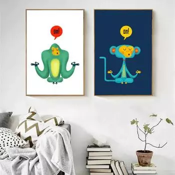 Йога обезьяна милый мультяшный животный принт постер холст живопись для детской комнаты домашний декор настенная картина Quadro Art Craft 40x60cm No Frame