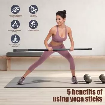 Йога-палка, регулируемые стержни для растяжки из нержавеющей стали с ручками из пенопласта, корректор осанки для йоги