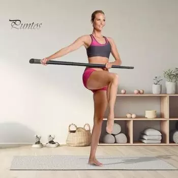 Йога-палка, регулируемые стержни для растяжки из нержавеющей стали с ручками из пенопласта, корректор осанки для занятий йогой, перекладина для упражнений на подвижность, гибкость, баланс чёрный