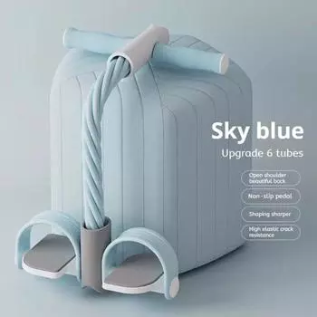 Йога Педаль Съемник Многофункциональный Натяжной Канат 6-трубчатый Эластичный Эспандер Упражнение Фитнес Женщина Упражнение Дома синий