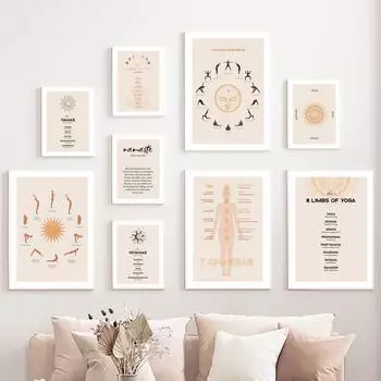 Йога Приветствие Солнцу Фитнес Zen Wall Art Холст Картина Плакаты на скандинавскую тему и принты настенные панно для гостиной Духовный декор A4 21X30cm No Framed
