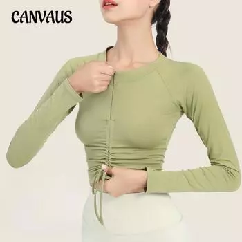 Йога Спортивные Топы Женская Плотная Футболка С Длинным Рукавом На Шнуровке Осенняя Одежда Для Бега Фитнеса S зелёный