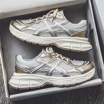 Jogging shoes new mesh breathable sneakers hiking shoes soft sole cushioning retro casual shoes men 39 серый