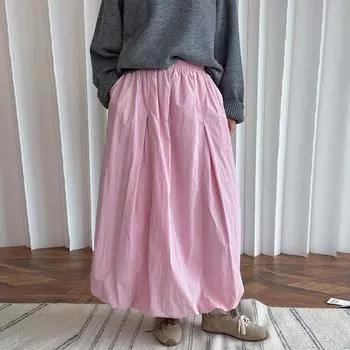 Johnature Autumn Winter Japanese Bud Skirt Elastic Fluffy Loose Fashion Casual Elastic Long Skirts Women S бежевый