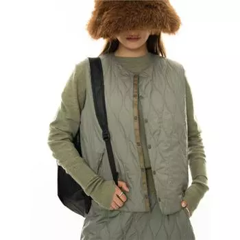 Johnature Autumn Winter Japanese Retro Padded Simple Thin Warm Casual Inner Women Sleeveless All Match Coats S зелёный