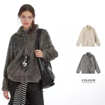 Johnature Autumn Winter Zipper Warm Loose Pack Couple Women Casual Simple Warm Comfortable Zipper Coats S серый