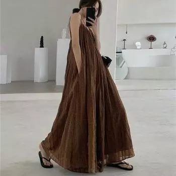 Johnature без спинки, без рукавов, широкие комбинезоны, брюки, женские летние большие размеры, полная длина, с карманами, клетчатые женские боди