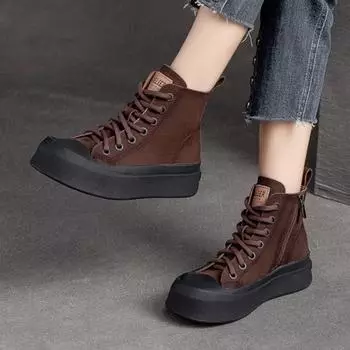 Johnature/ботинки с круглым носком, универсальные удобные женские туфли на плоской платформе в британском стиле с боковой молнией в стиле ретро