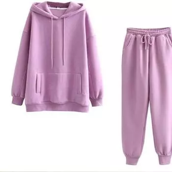 Johnature Casual Large Fashionable Two-piece Sets Winter New Casual Women Sets One Size фиолетовый