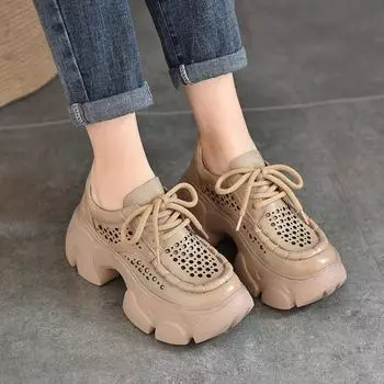 Johnature/Дышащие римские сандалии на толстой подошве в стиле ретро, универсальные женские туфли на платформе из натуральной кожи