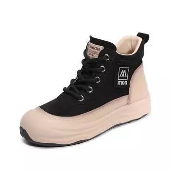 Johnature Genuine Leather Thick Soled Retro Side Zipper Short Boots Casual Lace Up Women s Flat Platform Shoes 35 чёрный