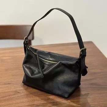 Johnature Genuine Leather Women s Bag Soft Cowhide Solid Color Versatile Commuting Shoulder Crossbody Bags чёрный