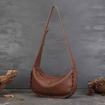 Johnature Handmade Genuine Leather Retro Women s Bags Soft Cowhide Versatile Shoulder Crossbody Bag чёрный