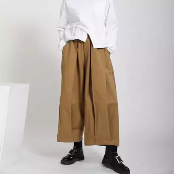 Johnature Japanese Fashion Wide Leg Pants Women Autumn Winter Loose Solid Color Women Pants One Size чёрный