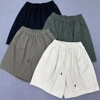 Johnature Японские шорты с высокой талией на шнурке, женские летние свободные повседневные широкие брюки-карго с пятью точками One Size чёрный