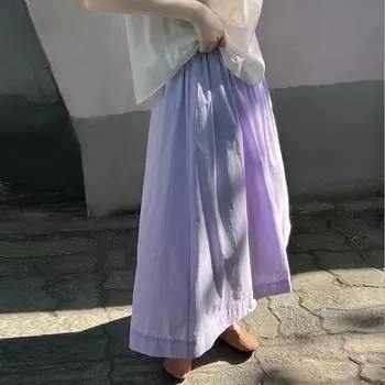 Johnature Korean A-line Elasticated Waist Skirts Summer Casual Simple High-waisted Versatile Umbrella Loose Women Skirt