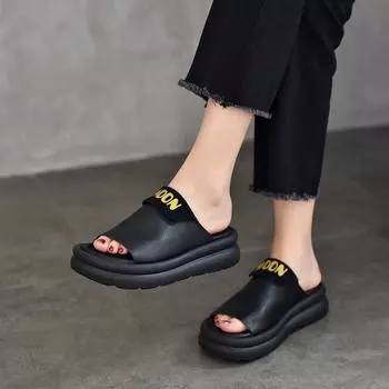 Johnature Leisure женские тапочки с открытым носком на толстой подошве, легкие универсальные уличные шлепанцы на мягкой подошве 35 бежевый