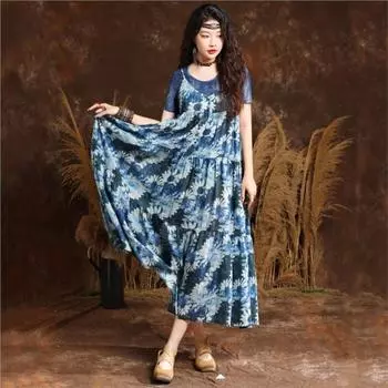 Johnature летнее женское винтажное нишевое платье с цветочным принтом модное хлопковое повседневное платье без рукавов с v-образным вырезом