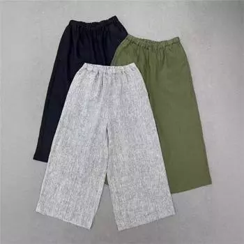 Johnature Летние свободные эластичные широкие брюки, повседневные корейские повседневные женские брюки со средней посадкой, простые широкие брюки One Size тёмно-синий