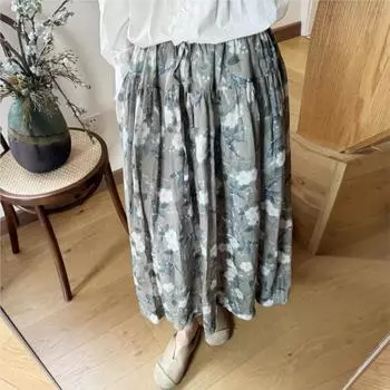 Johnature Летние винтажные свободные юбки с цветочным принтом, женские повседневные универсальные юбки с эластичной резинкой на талии и карманами One Size