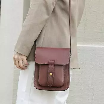 Johnature, модная сумка-мессенджер из натуральной кожи, женская универсальная однотонная маленькая сумка на плечо из натуральной яловой кожи красно-коричневый