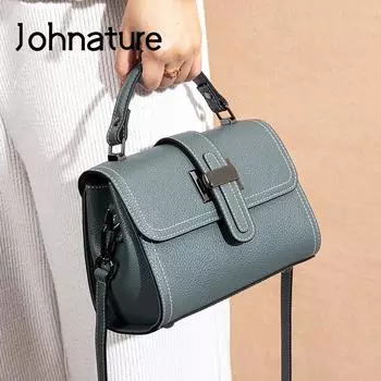 Johnature модная женская сумка роскошная сумка из коровьей кожи однотонная универсальная повседневная сумка через плечо и через плечо