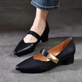 Johnature модные универсальные туфли-лодочки из овчины на высоком каблуке с острым носком, женская обувь из натуральной кожи