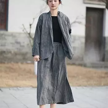 Johnature модный китайский стиль крашения костюм женский весенний винтажный стиль с длинными рукавами ретро повседневный костюм One Size легкие хаки