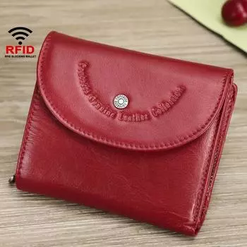 Johnature модный кошелек из натуральной кожи универсальный однотонный короткий Rfid противоугонный женский кошелек из коровьей кожи тройной кошелек зелёный