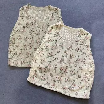 Johnature Mori без рукавов с принтом, осенне-зимние винтажные вязаные жилеты с v-образным вырезом, универсальные японские хлопковые женские жилеты One Size бежевый