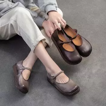 Johnature Мягкая подошва из натуральной кожи в стиле ретро, плоские туфли, удобные, легкие, для поездок на работу, женские туфли 35 коричневый