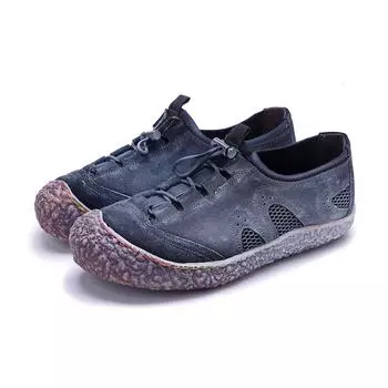 Johnature Натуральная кожа Ретро Удобные дышащие сетчатые женские туфли на плоской подошве с мягкой подошвой 36 черный оливковый