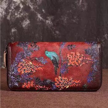 Johnature натуральная кожа ручной кошелек ретро женские кошельки и кошельки ручной работы из воловьей кожи кошелек для телефона кошелек держатель для карт красный