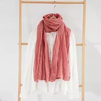 Johnature натуральный однотонный складной шарф, простой универсальный хлопковый многофункциональный тонкий женский шарф с солнцезащитным кремом красный