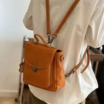 Johnature Небольшой рюкзак из натуральной кожи, повседневные, универсальные, многофункциональные, женские сумки через плечо чёрный