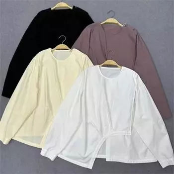 Johnature нерегулярный дизайн с круглым вырезом, женская рубашка с длинными рукавами, весенние топы из чистого хлопка в японском стиле One Size слоновая кость
